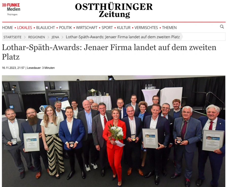 Polytives gewinnt 2. Platz Lothar Späth Award